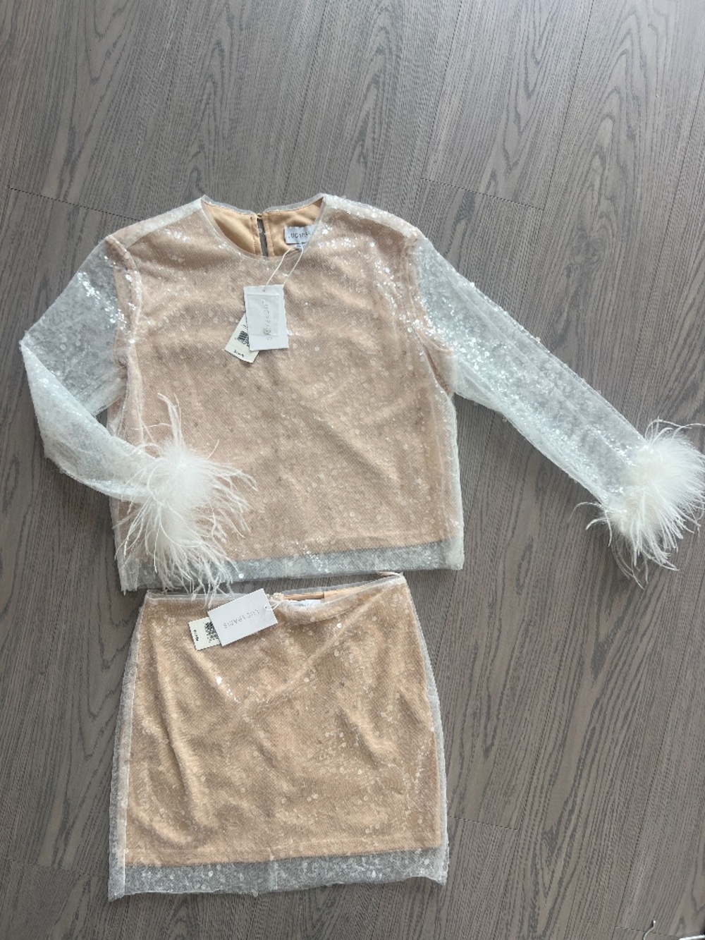 Lucy Paris Sequin and Feather Set